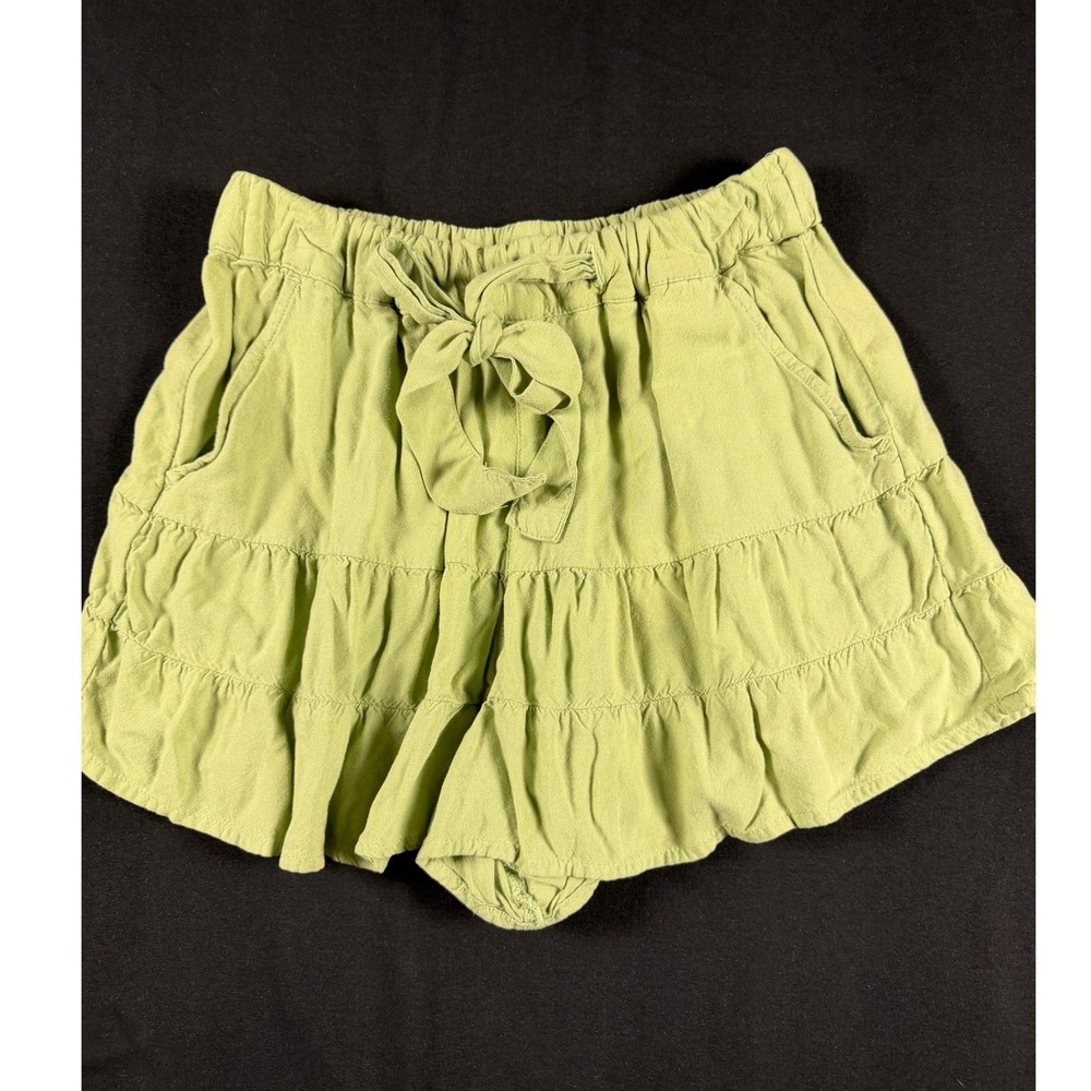SO Goods For Life Women Sage Green‎ Tiered Ruffle High Rise Shorts S Fairycore